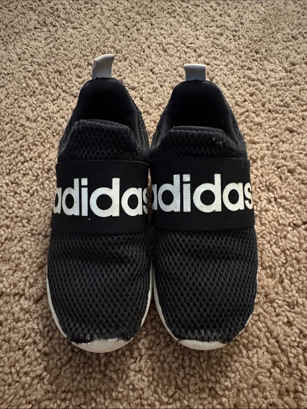 adidas Kids Black Slip-On Sneakers with White Logo